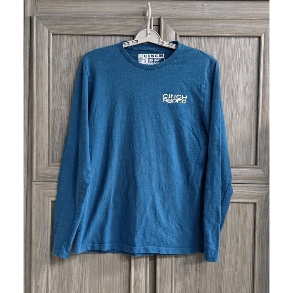 Cinch Mens LS Teal Blue Pullover Shirt Size Small Rodeo Cowboy